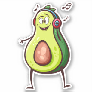 Lustige Avocado-Musik-Kopfhörer Aufkleber