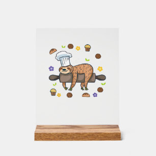 Lustige Backgeschenke - Faultier Bäcker Cupcake Li Acrylschild