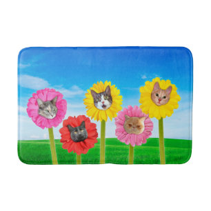 Lustige Bad-Matte "des Katzen-Blumen-" Garten-LOL Badematte