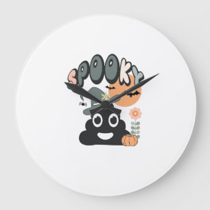 Lustige Badezimmer Humor Süße Retro Halloween Grus Große Wanduhr