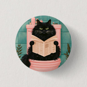 Lustige Badezimmer-Schwarze Katze Button