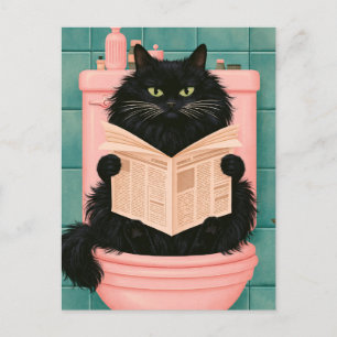 Lustige Badezimmer-Schwarze Katze  Feiertagspostkarte