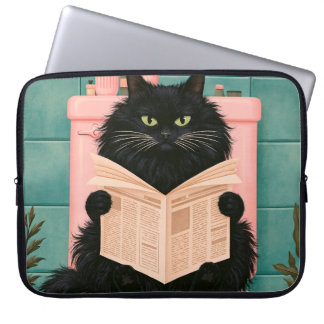 Lustige Badezimmer-Schwarze Katze Laptopschutzhülle