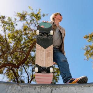 Lustige Badezimmer-Schwarze Katze Skateboard
