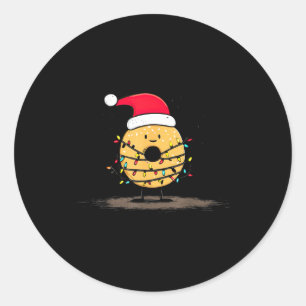 Lustige Bagel-Weihnachtsgrafik-Lichterliebhaber Runder Aufkleber