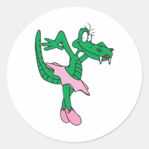 lustige Ballerina Alligator Runder Aufkleber