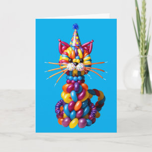 Lustige Ballonkatze Kunst Bunte Tier Humor Karte
