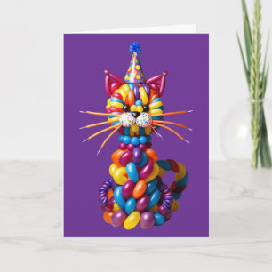 Lustige Ballonkatze Kunst Bunte Tier Humor Karte