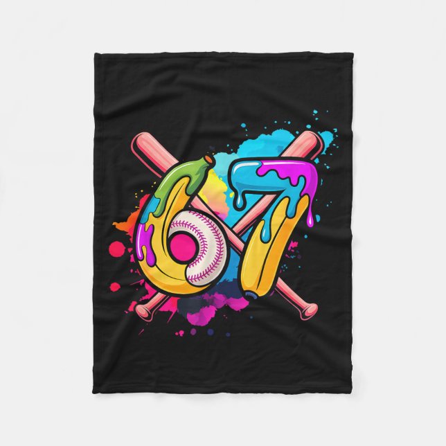 Lustige Banane Baseball 67 Eis Drip Meme  Fleecedecke (Vorderseite)