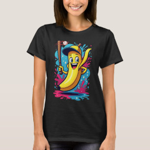 Lustige Banane Baseballspieler Cartoon – Frucht Sp T-Shirt
