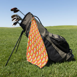 Lustige Bananen auf Orange Golfhandtuch