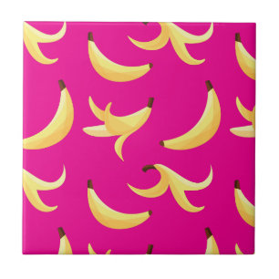 Lustige Bananen-Party Muster bunt - editierbar Fliese