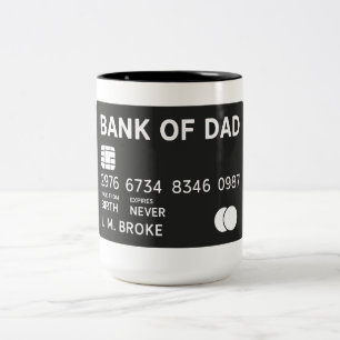 Lustige Bank des Vaters Zweifarbige Tasse
