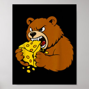 Lustige Bär isst Käse Illustration für Food Liebha Poster