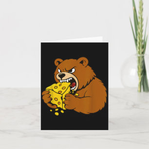 Lustige Bär isst Käse Illustration für Lebensmitte Karte