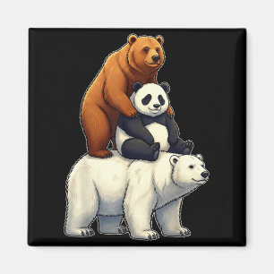 Lustige Bären gestapelt Panda Grizzly Eisbär Trio Magnet