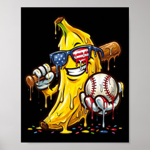 Lustige Baseball-Tropf Amerikanische Flagge Jungen Poster