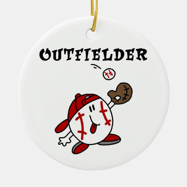 Lustige Baseballoutfielder-T - Shirts und Keramik Ornament (Vorne)