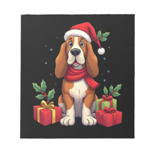 Lustige Basset Hound-Hunde-Weihnachts-Outfits Sant Notizblock