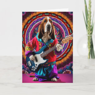 Lustige Basset Hound Rockstar Karte