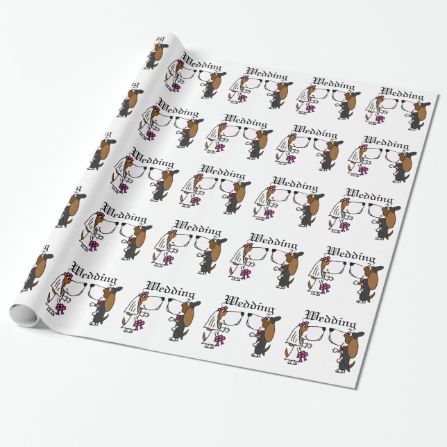 Lustige Basset Houndbraut-und Geschenkpapier (Ungerollt)
