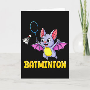 Lustige Batminton-Cartoon-Fledermaus spielt Badmin Karte