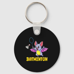 Lustige Batminton-Cartoon-Fledermaus spielt Badmin Schlüsselanhänger