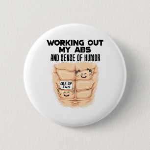 Lustige Bauchmuskelübung Muskelaufbau Bodybuilding Button