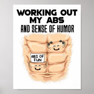 Lustige Bauchmuskelübung Muskelaufbau Bodybuilding Poster