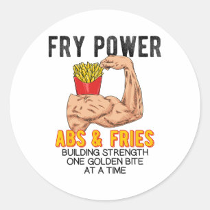 Lustige Bauchmuskelübung Pommes Frites Muskelaufba Runder Aufkleber