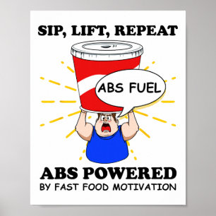 Lustige Bauchmuskulatur Übung Fast Food Fitnessstu Poster