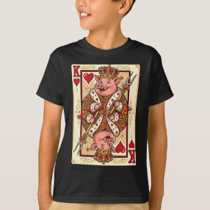 Lustige BBQ-Grill-Schwein, Herzkönig-Spielkarte T-Shirt