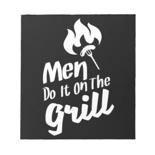 Lustige BBQ Männer machen es auf dem Grill Smoker Notizblock
