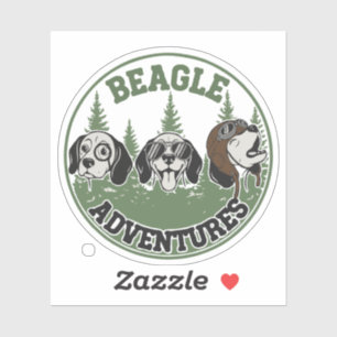 Lustige Beagle-Abenteuer-Trio Retro-Cartoon-Hund Aufkleber