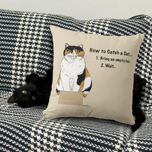 Lustige Beige-getigerte Katze Box Humor aufgefange Kissen
