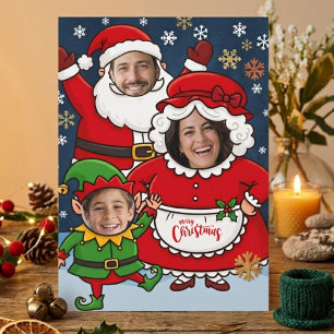 Lustige benutzerdefinierte Gesicht Santa Frau Clau Feiertagskarte