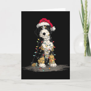 Lustige Bernedoodle Weihnachtsgrafiken Hundelichte Karte