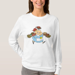 Lustige beschäftigte Kellnerin überarbeiteter Serv T-Shirt