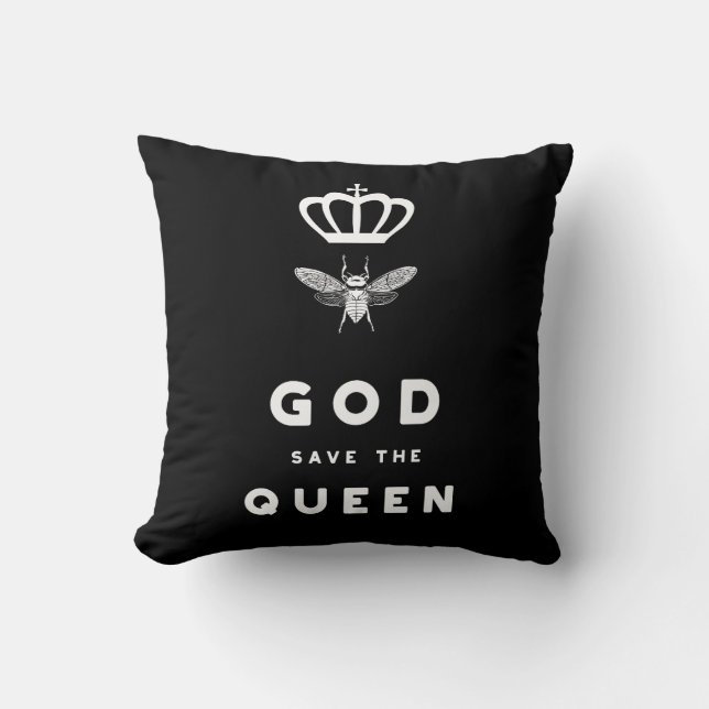 Lustige Biene. God Save the Queen. Nerdy Spaß Kissen (Vorderseite)