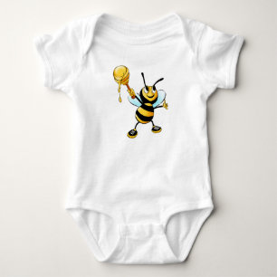 Lustige Biene mit Honiglöffel trägt Sneaker Baby Strampler