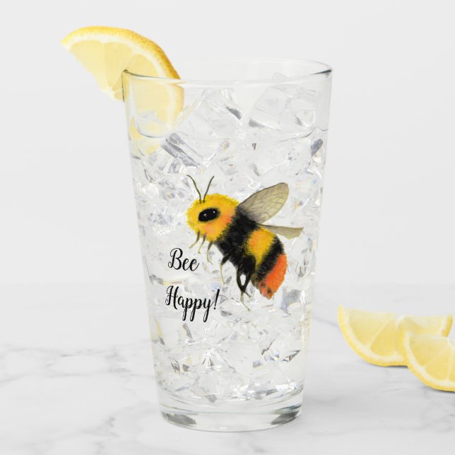 Lustige Bienen-glückliches Liter-Glas Glas (Vorderseite Ice)