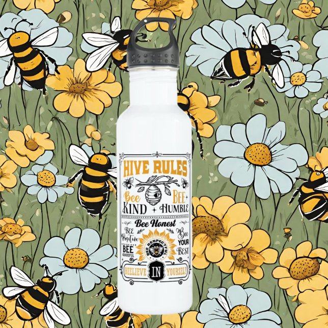 lustige Bienenstock regelt Wortart Edelstahlflasche (Von Creator hochgeladen)