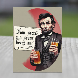 Lustige Bier trinkende Abraham-Lincoln-Cookout-Par Einladungspostkarte