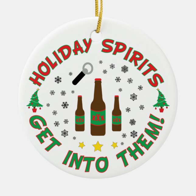 Lustige Bier-Weihnachtsverzierung Keramikornament (Vorne)
