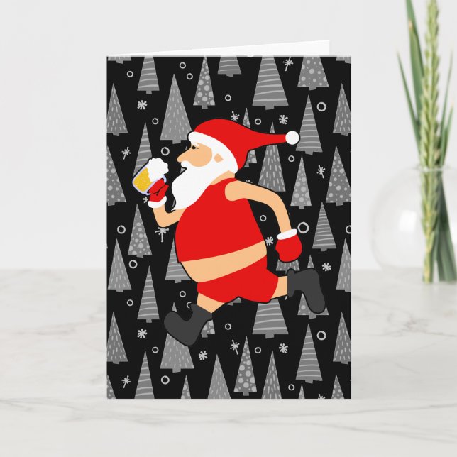 lustige Biersanta-Klasse Feiertagskarte (Vorderseite)