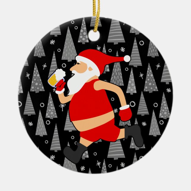 lustige Biersanta-Klasse Keramik Ornament (Vorne)