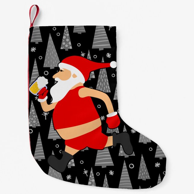 lustige Biersanta-Klasse Kleiner Weihnachtsstrumpf (Vorderseite)