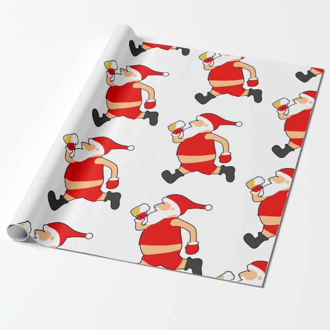 lustige Biersanta-Weihnachten Geschenkpapier (Ungerollt)