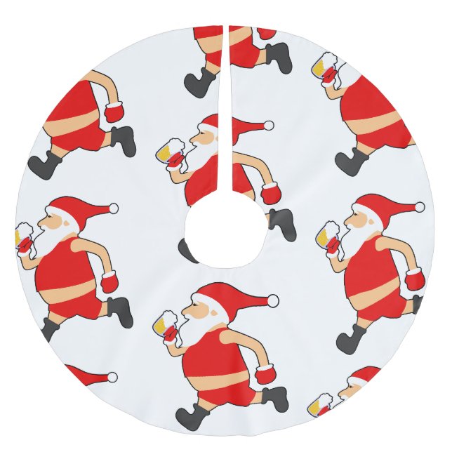 lustige Biersanta-Weihnachten Polyester Weihnachtsbaumdecke (Vorderseite)