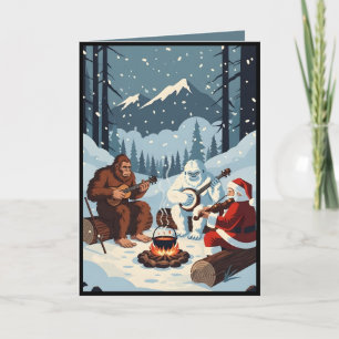 Lustige Bigfoot, der Yeti und Weihnachtsmann Weihn Karte